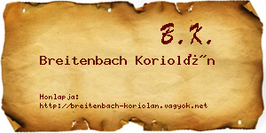 Breitenbach Koriolán névjegykártya